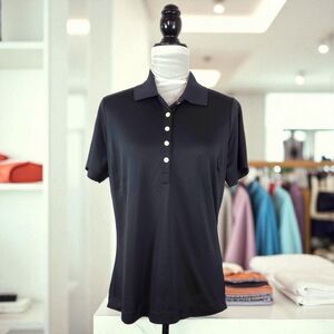 Nike Golf Dri Fit Tour Performance Black Polo Shirt Womens Size L Stay Cool